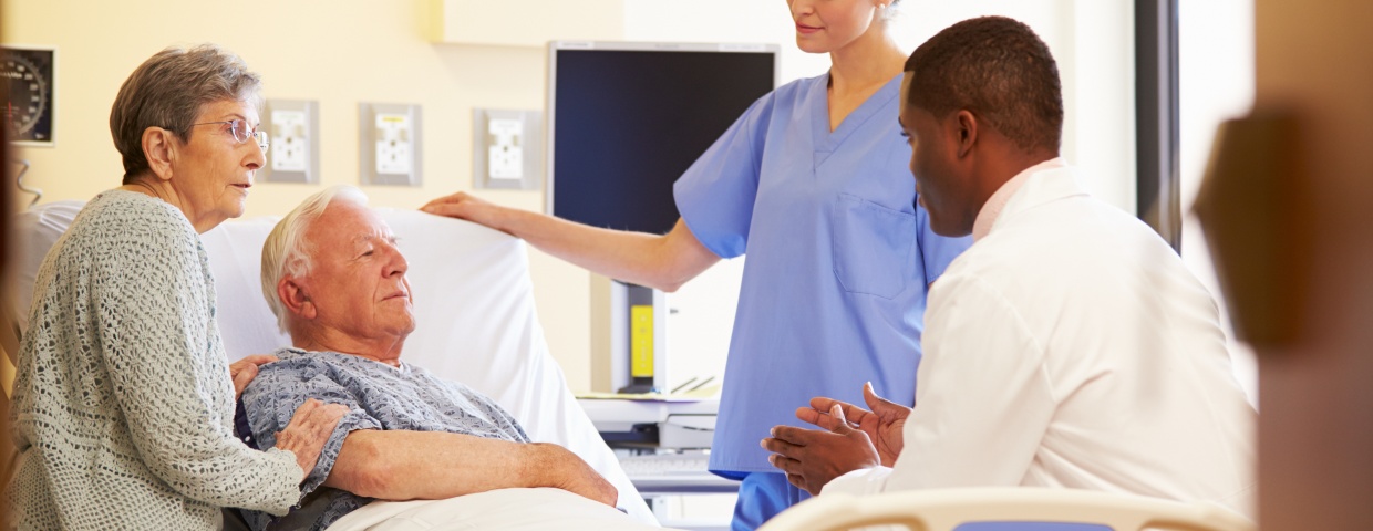 medical team with patient at a hospital